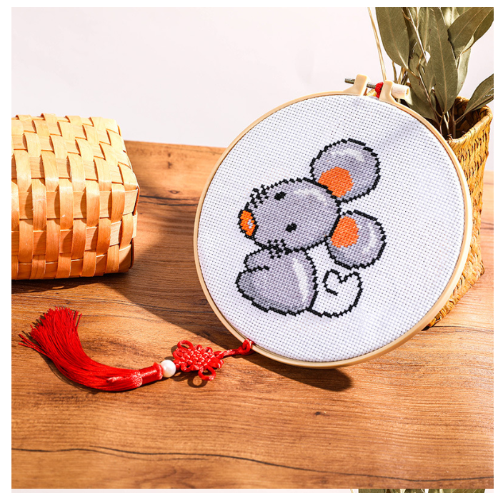 Dropship 11CT Mouse Cross Stitch Chinese Zodiac Rat Animal Pattern  Embroidery Kids' Room DIY Craft, 15x14 Inch to Sell Online at a Lower Price